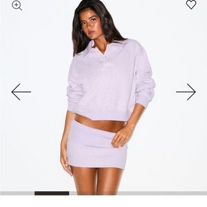 Skims Heather Purple Polo long sleeve top